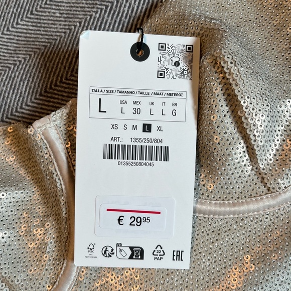 NWT Zara Sequin Bustier Top Size Large - Picture 3 of 10